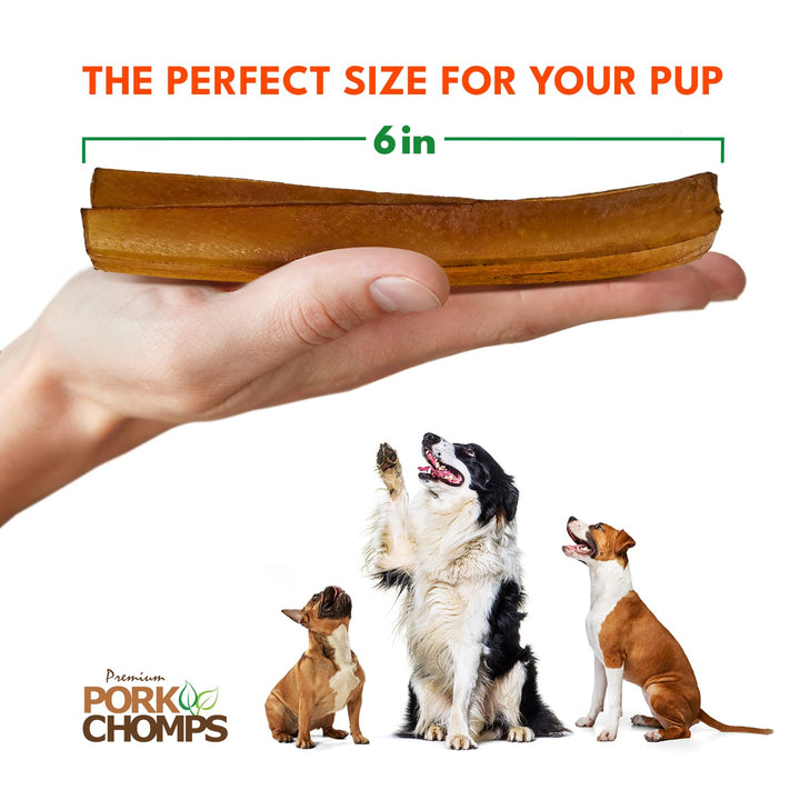 Pork Chomps Roasted Pork Skin Dog Chews, 6-inch Rib Shapes, 10 Count