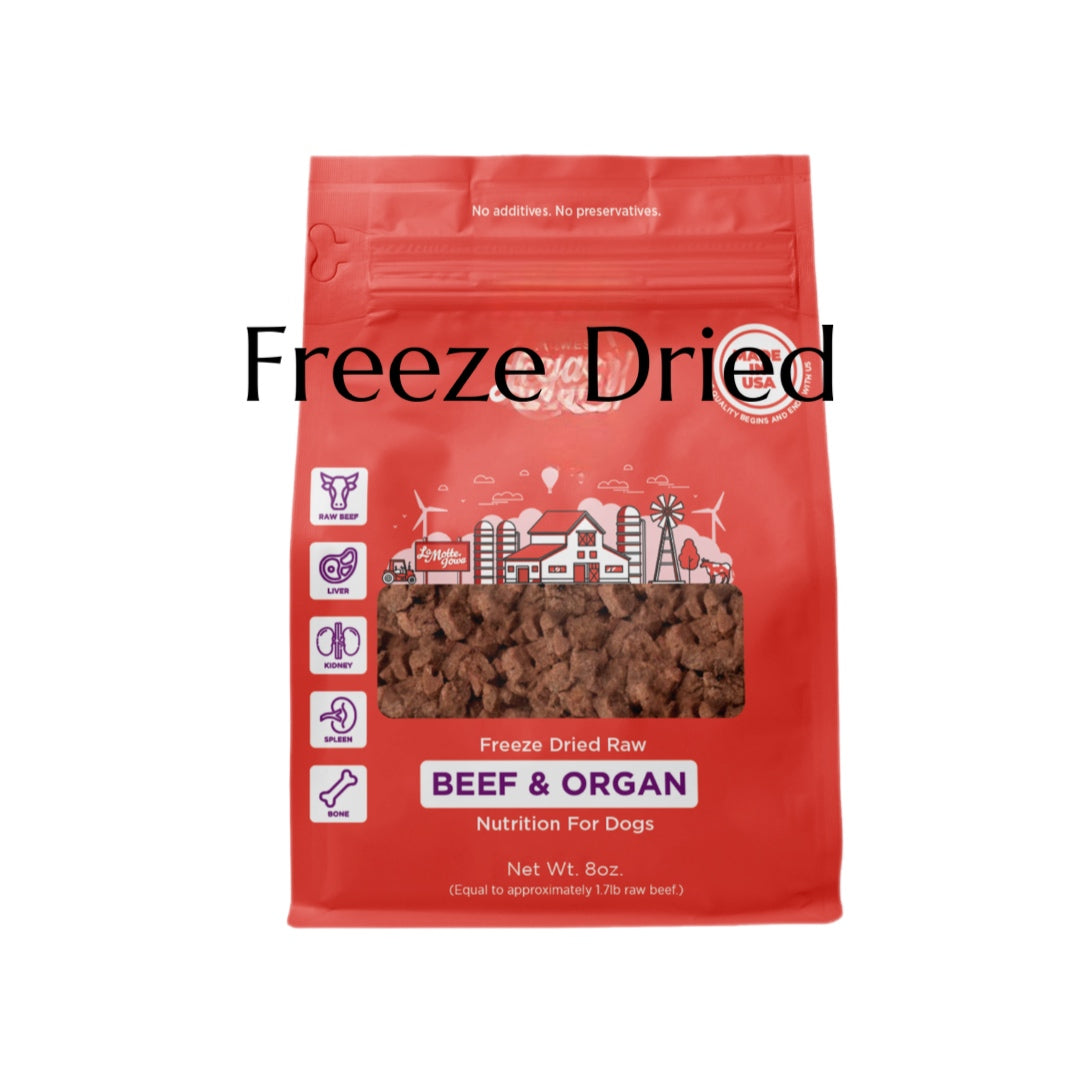 bag of freeze dried raw beef & organ